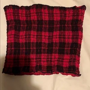 Red and black flannel crop top